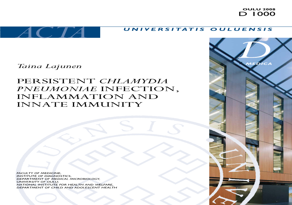 Persistent Chlamydia Pneumoniae Infection, Inflammation and Innate Immunity