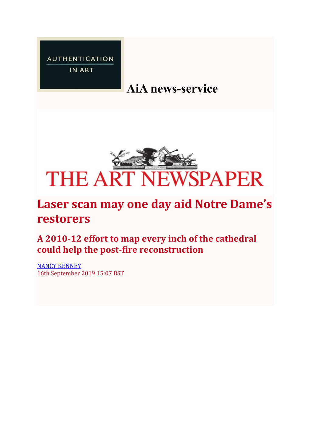 Aia News-Service Laser Scan May One Day Aid Notre Dame's Restorers