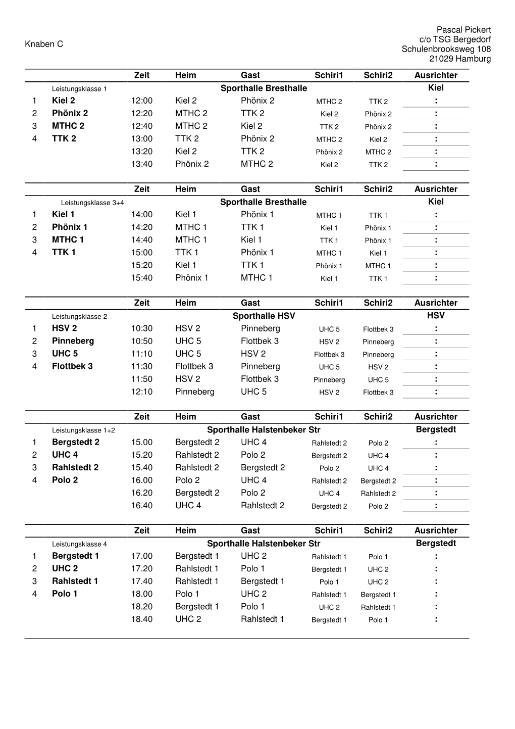 Pascal Pickert C/O TSG Bergedorf Schulenbrooksweg 108 21029