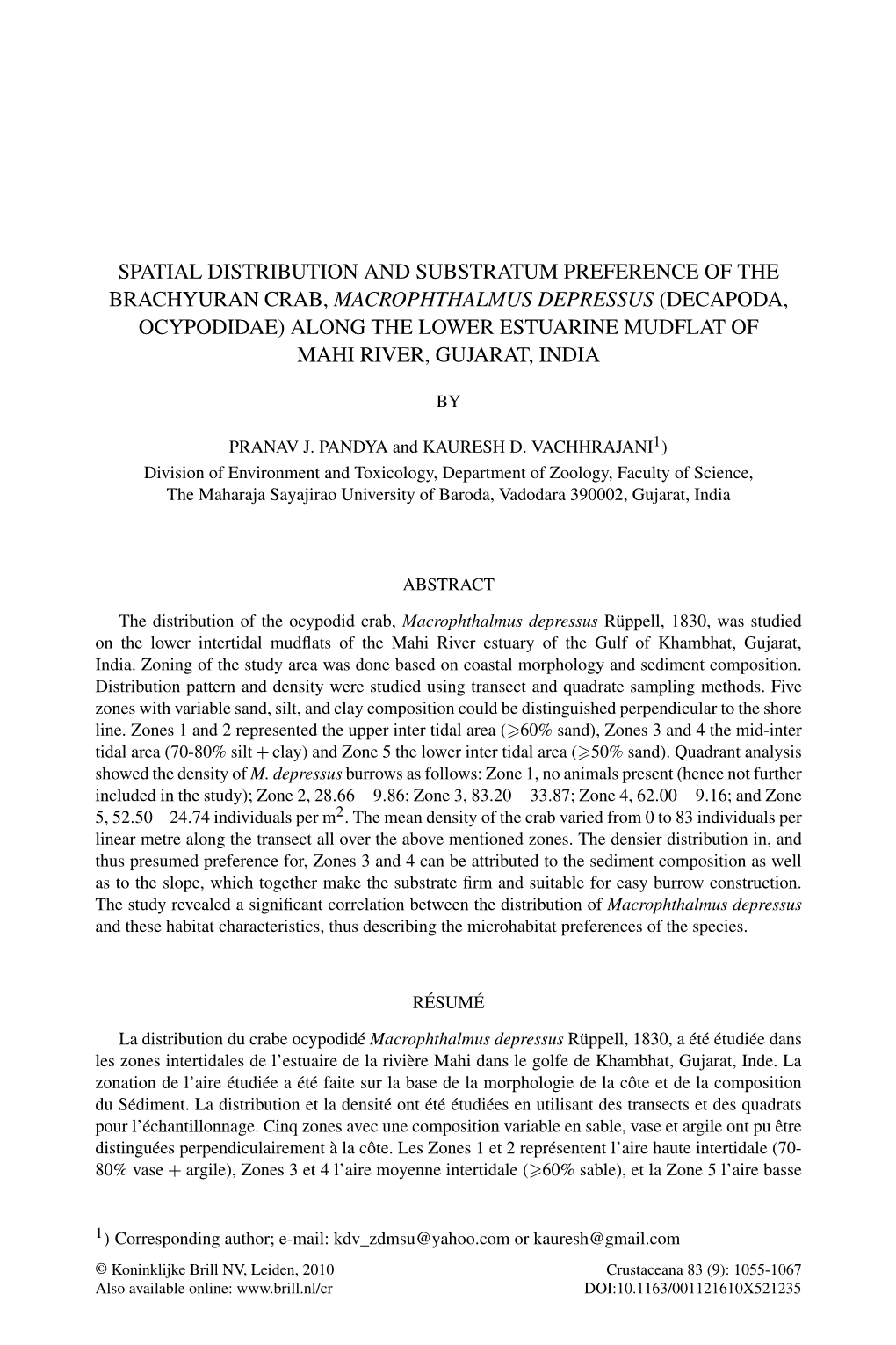 Spatial Distribution and Substratum