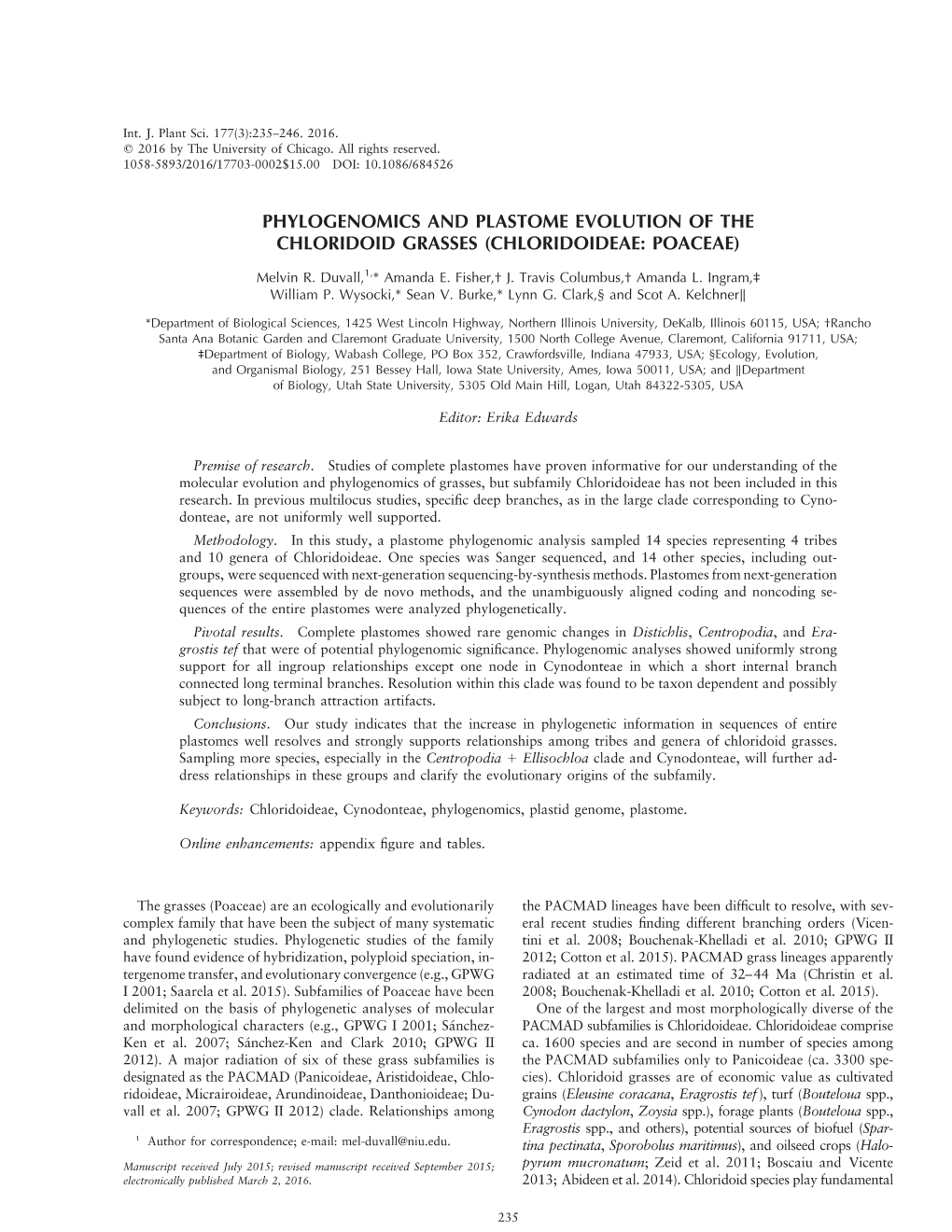 Phylogenomics and Plastome Evolution of the Chloridoid Grasses (Chloridoideae: Poaceae)