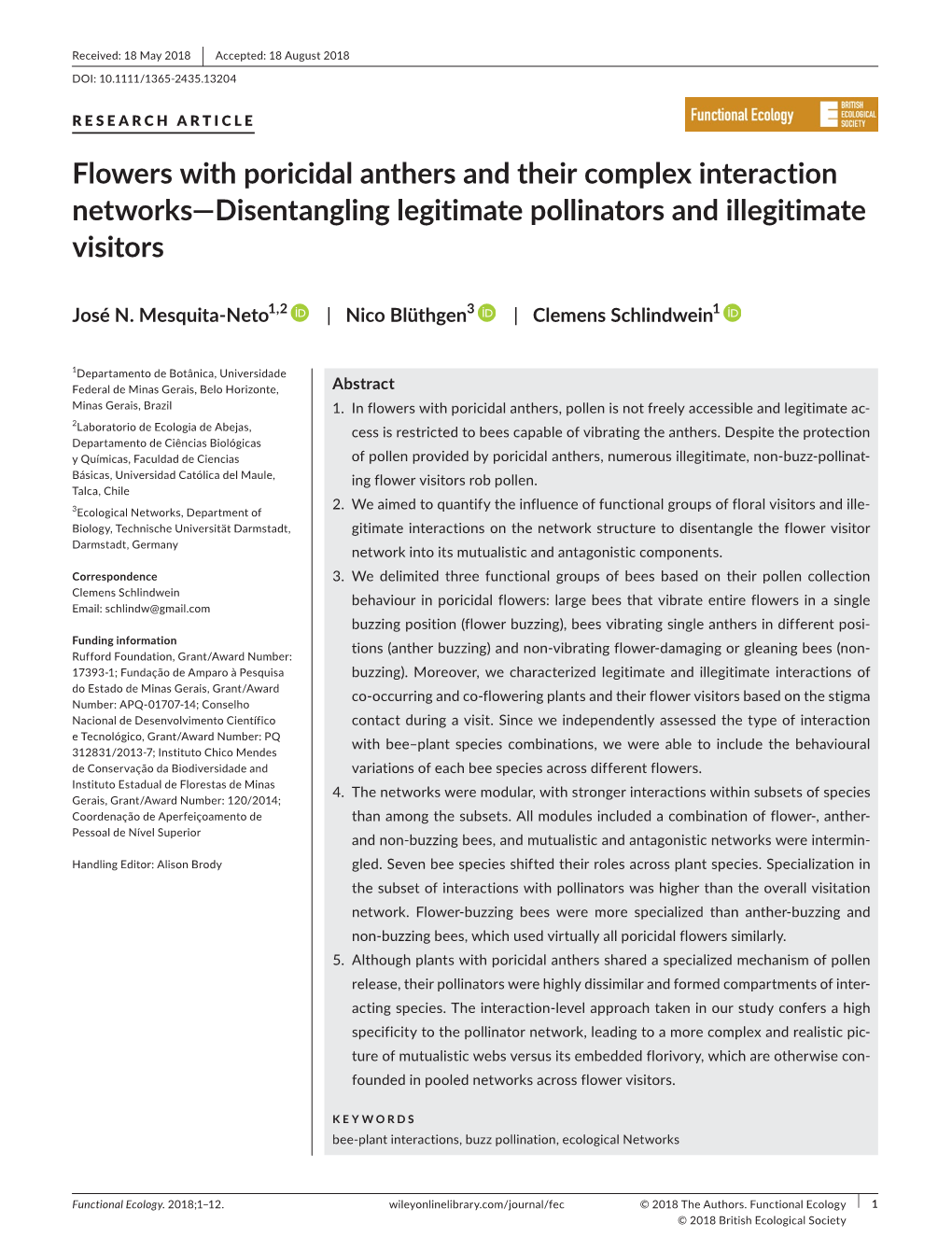 Flowers with Poricidal Anthers and Their Complex Interaction Networks&