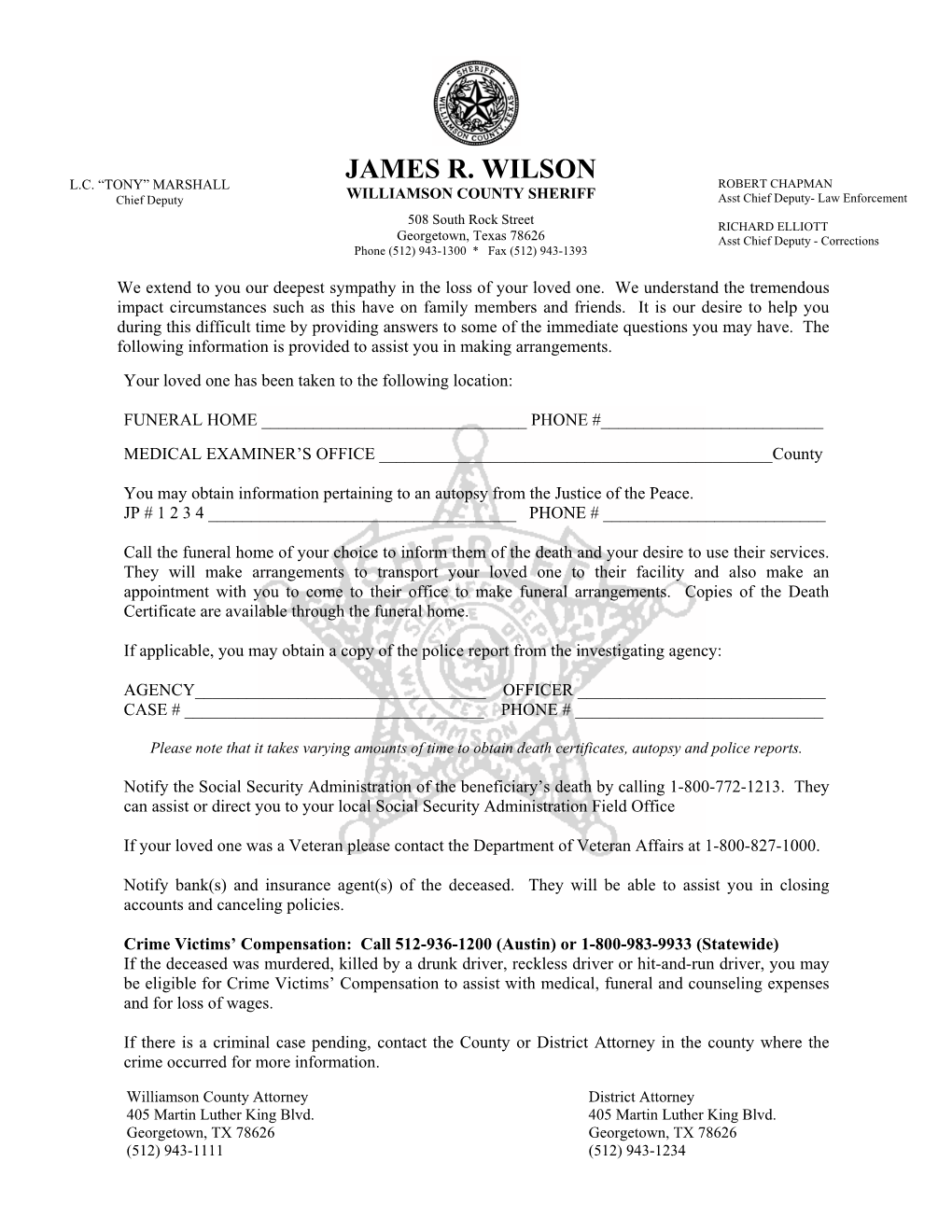 Death Notification Form 022707