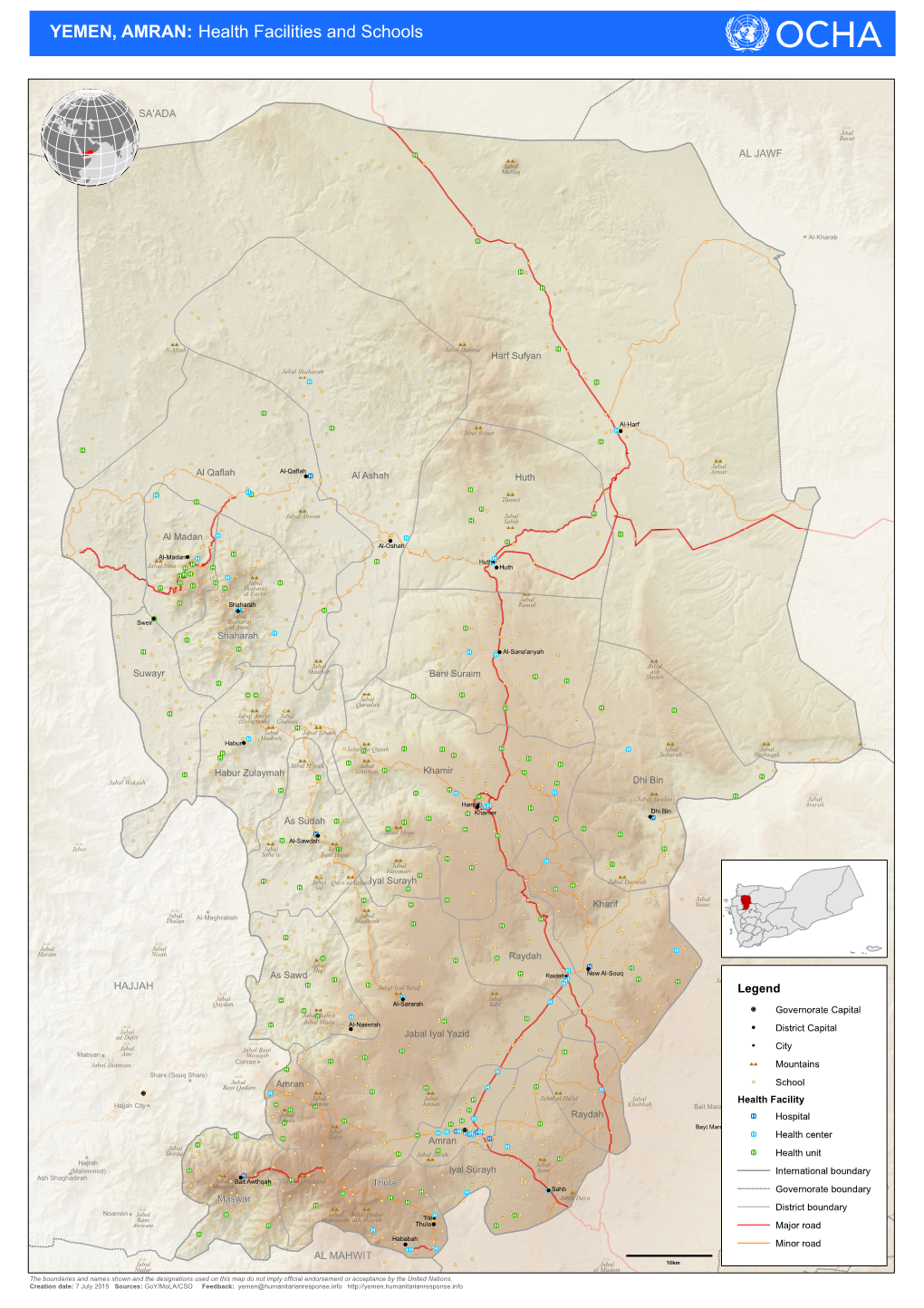 YEMEN, AMRAN: Health Facilities and Schools