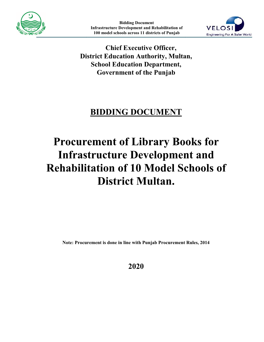 Procurement of Library Books for Infrastructure Development and Rehabilitation of 10 Model Schools of District Multan