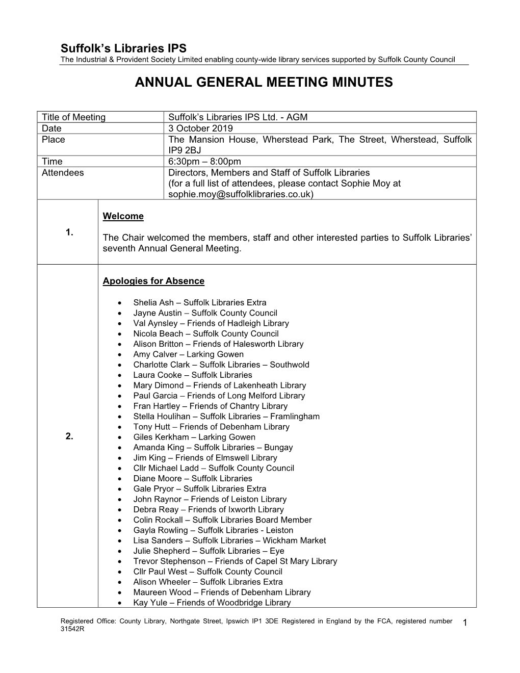 Annual General Meeting Minutes