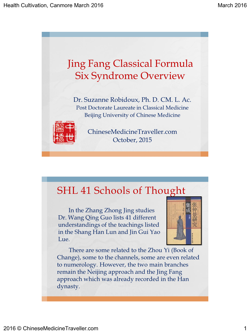 Jing Fang Classical Formula Six Syndrome Overview SHL 41