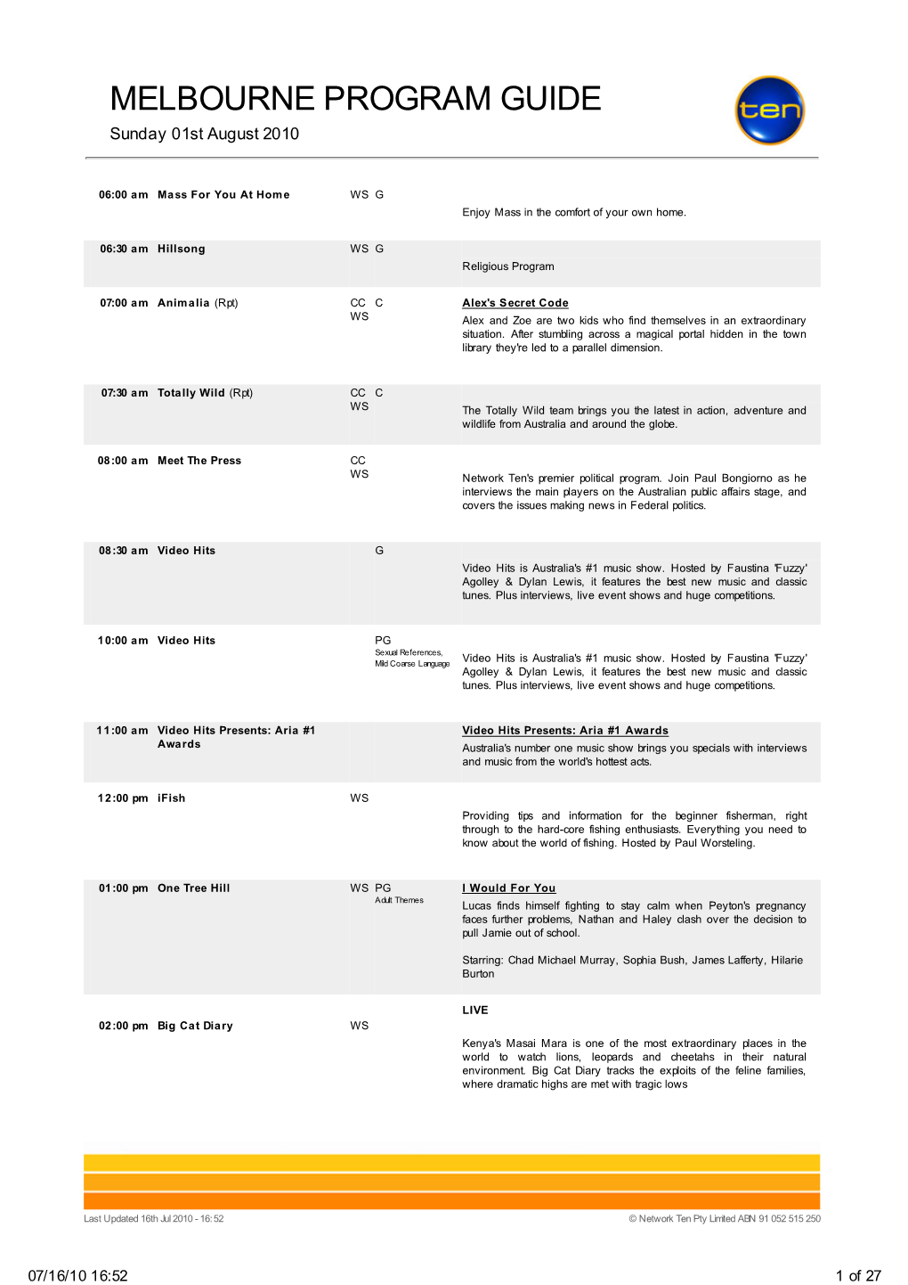 Melbourne Program Guide