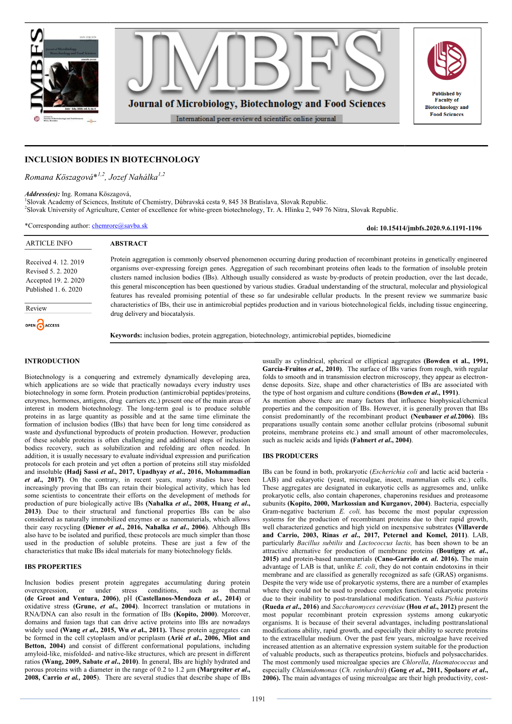 Inclusion Bodies in Biotechnology