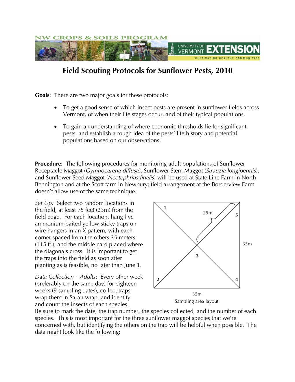 Field Scouting Protocols for Sunflower Pests, 2010