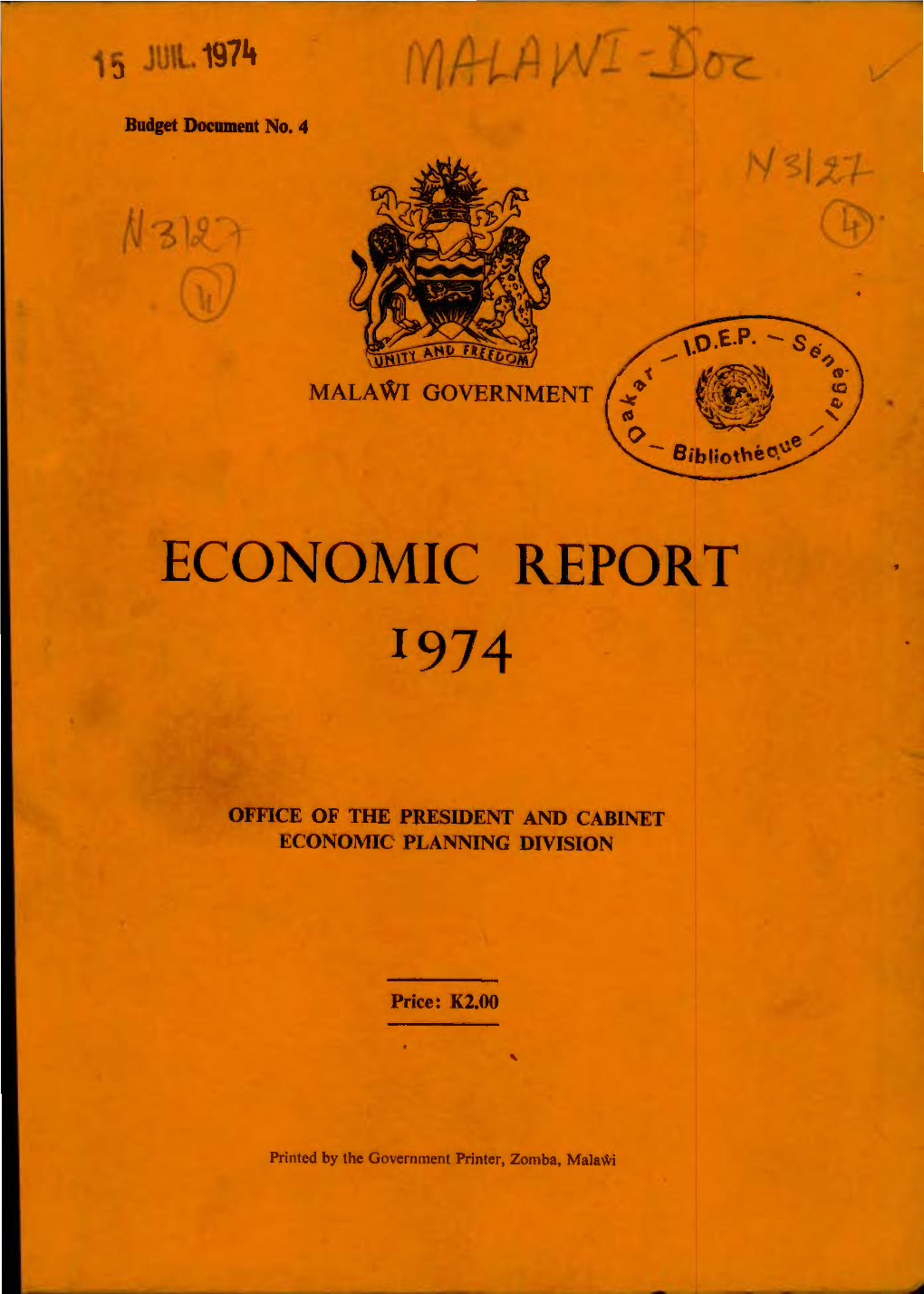 Economic Report 1 974