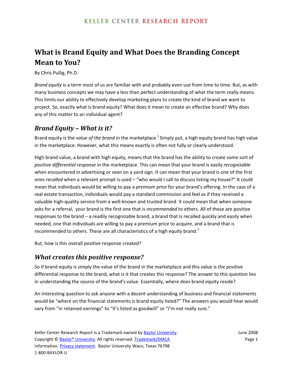 What Is Brand Equity and What Does the Branding Concept Mean to You? by Chris Pullig, Ph.D