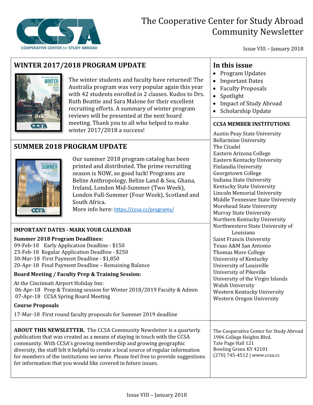 CCSA Newsletter 8Th Edition