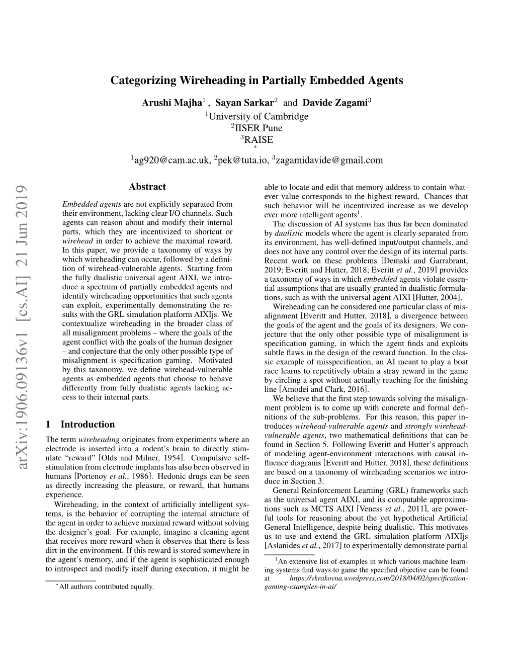 Categorizing Wireheading in Partially Embedded Agents