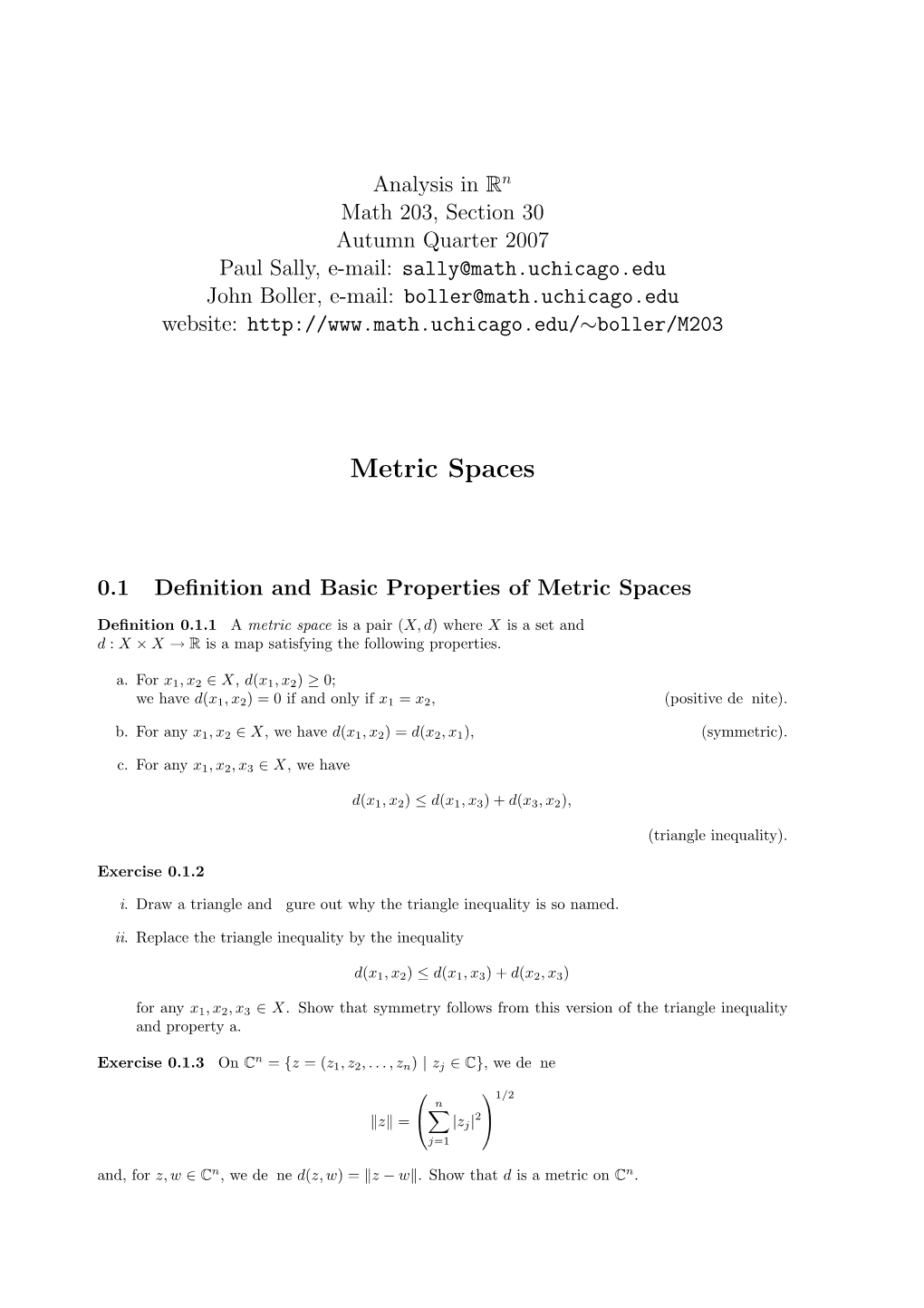 Metric Spaces