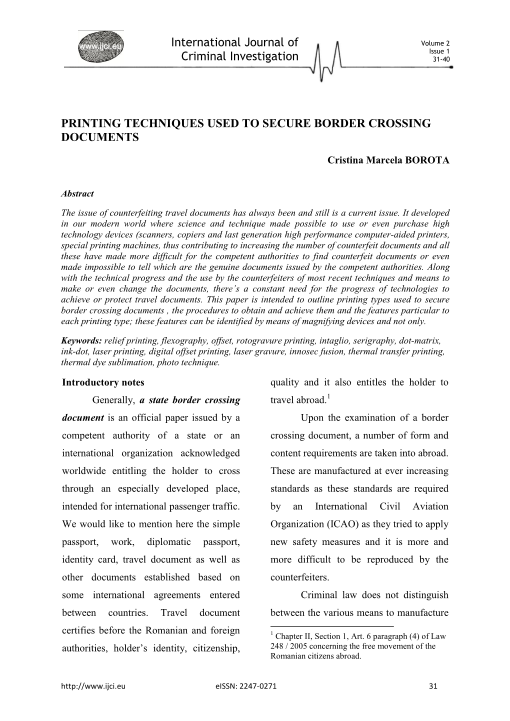 Printing Techniques Used to Secure Border Crossing Documents