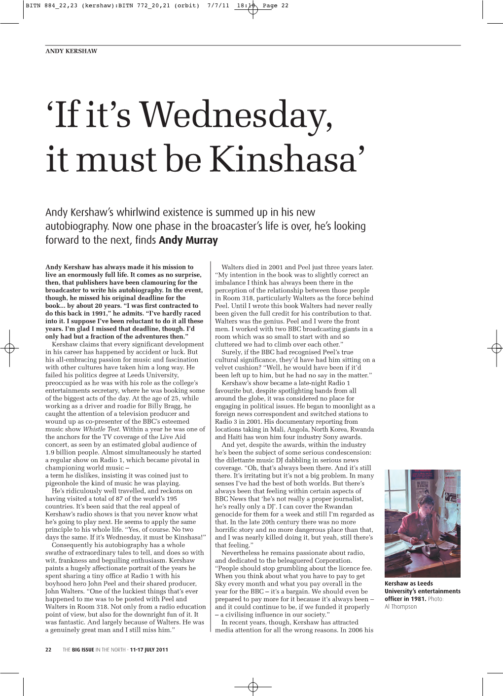 'If It's Wednesday, It Must Be Kinshasa'