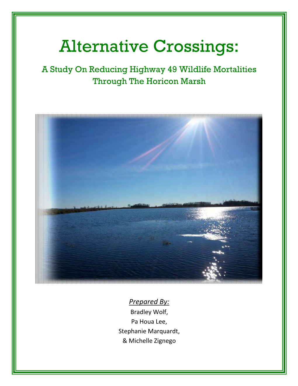 Alternative Crossings: a Study on Reducing Highway 49 Wildlife