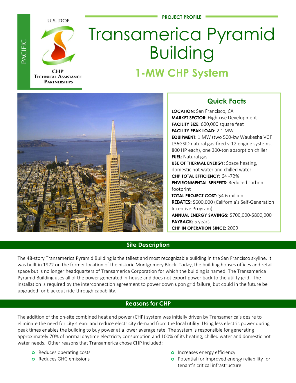 Transamerica Pyramid Building 1-MW CHP System