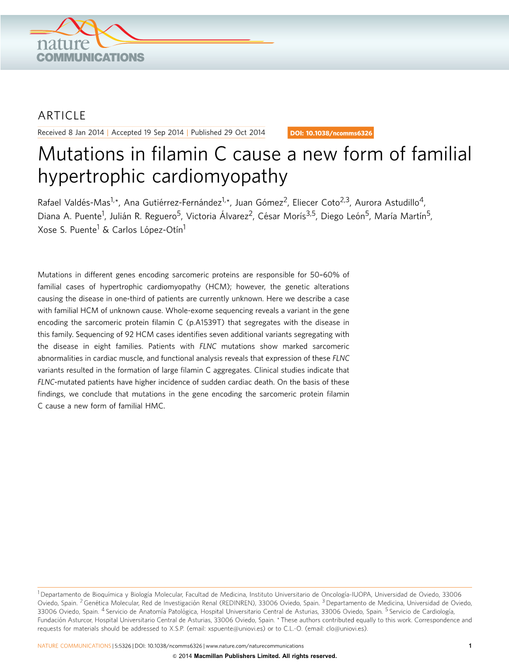 Mutations in Filamin C Cause a New Form of Familial Hypertrophic