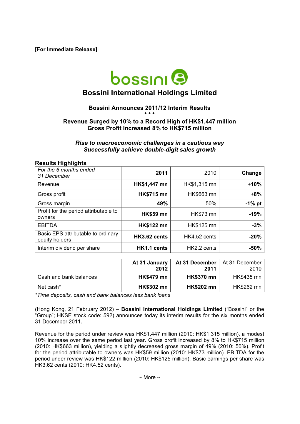 Bossini International Holdings Limited