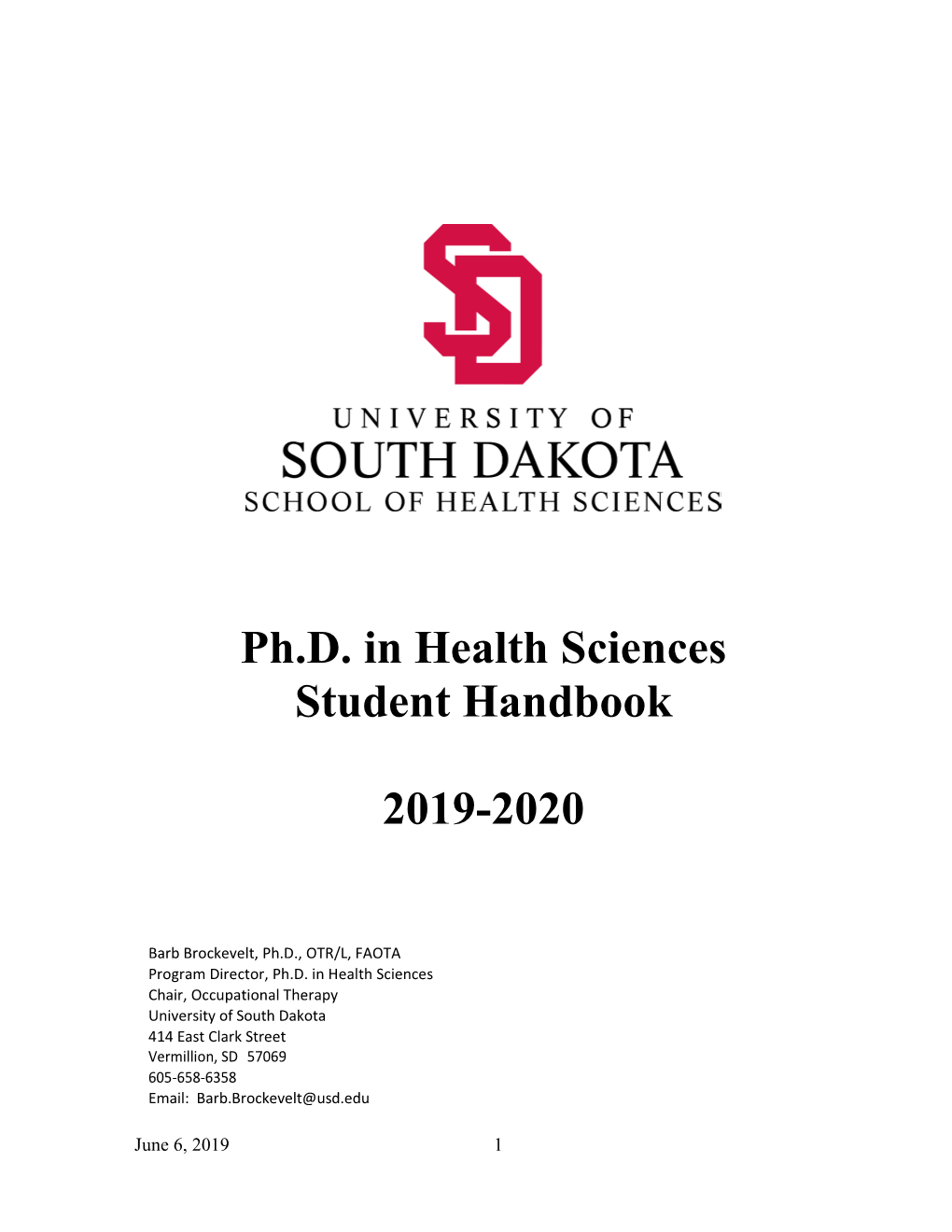 Ph.D. in Health Sciences Student Handbook 2019-2020