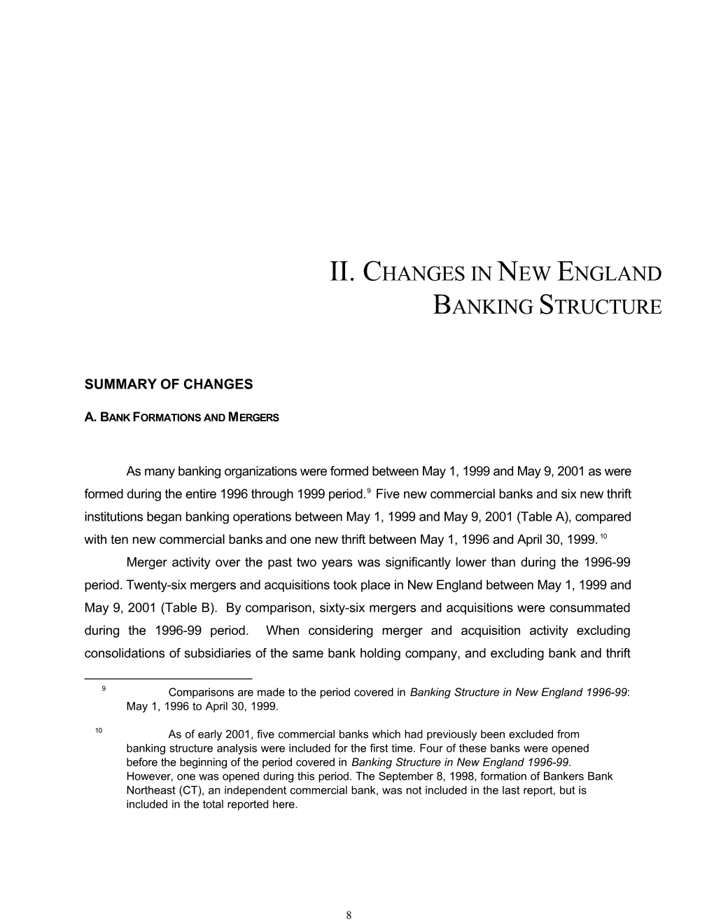 Banking Structure in New England 1999-2001