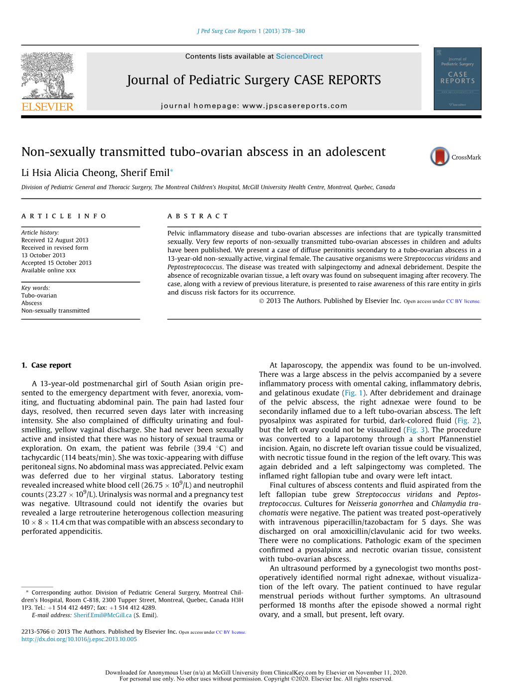 Non-Sexually Transmitted Tubo-Ovarian Abscess in an Adolescent