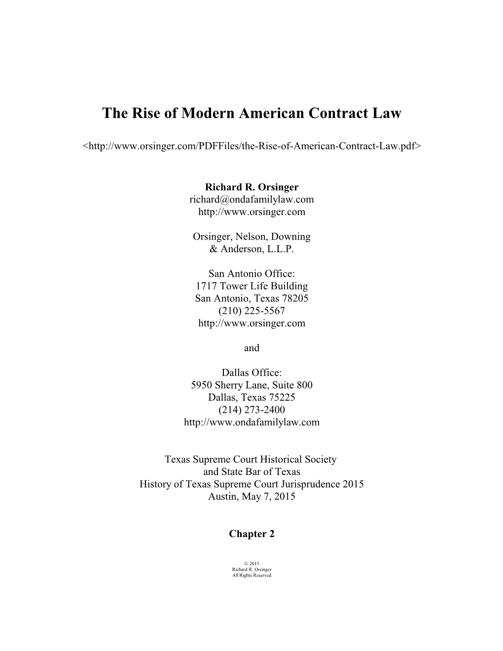 The Rise of Modern American Contract Law