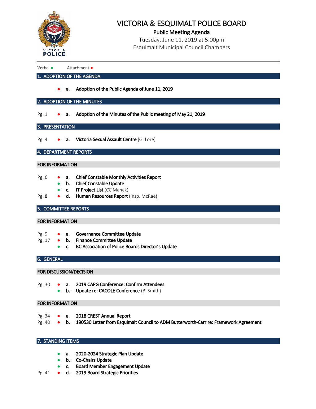 Public Agenda of June 11, 2019