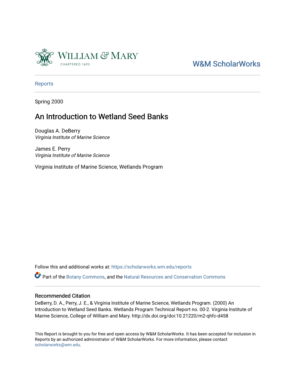 An Introduction to Wetland Seed Banks