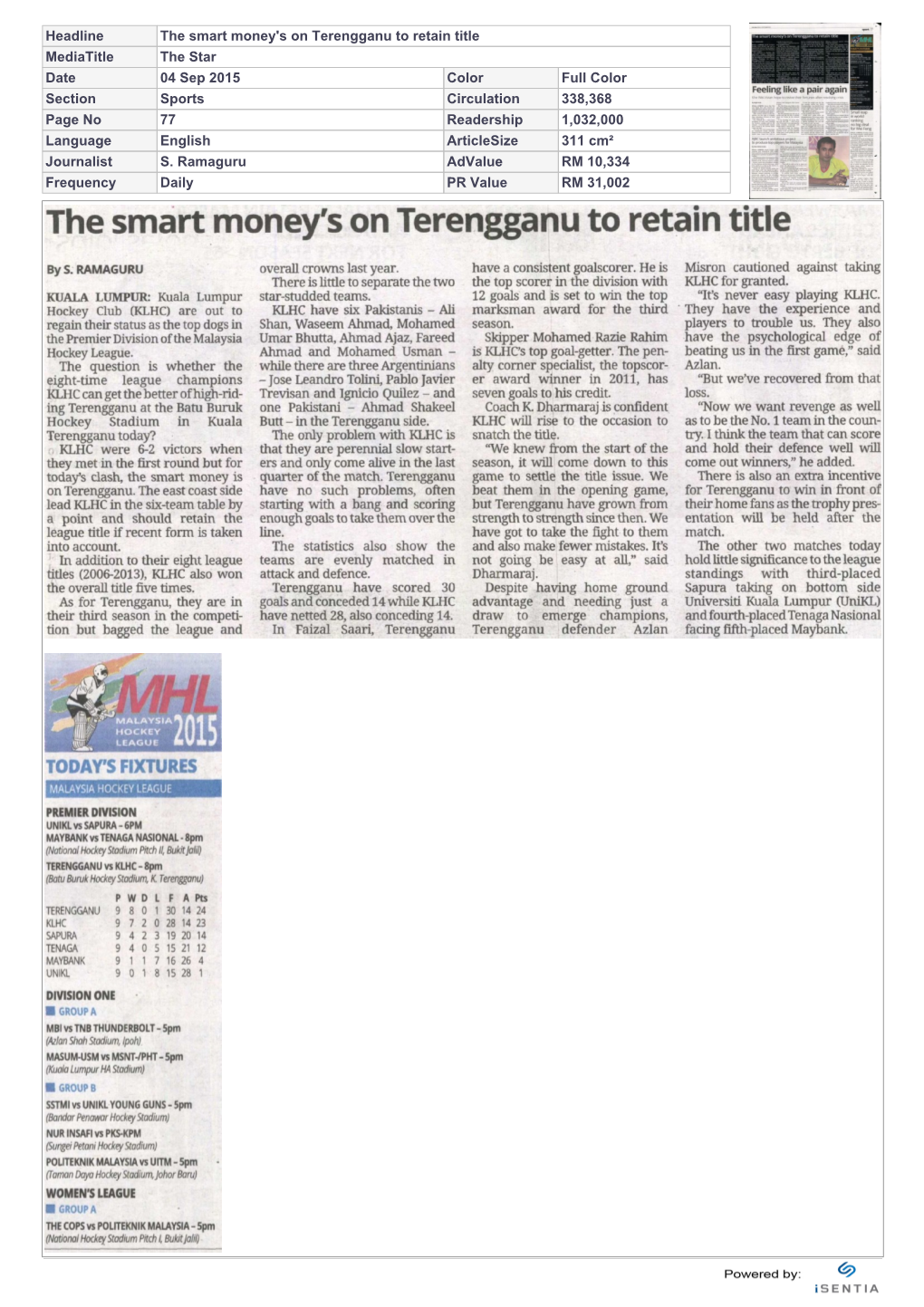 The Smart Money's on Terengganu to Retain Title