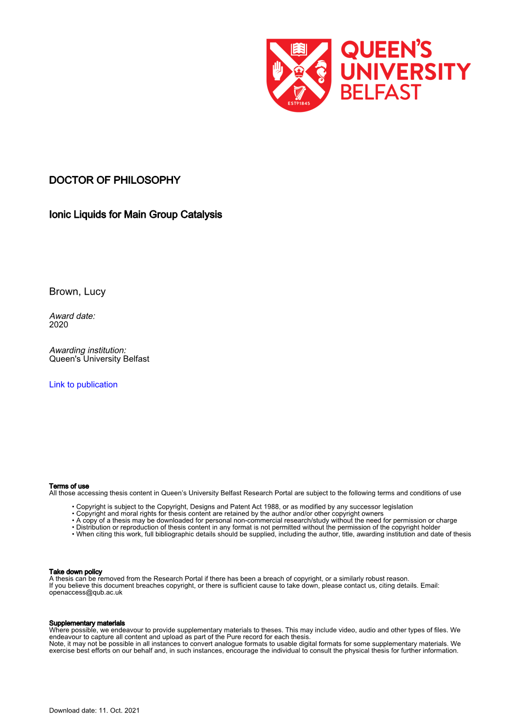 Ionic Liquids for Main Group Catalysis