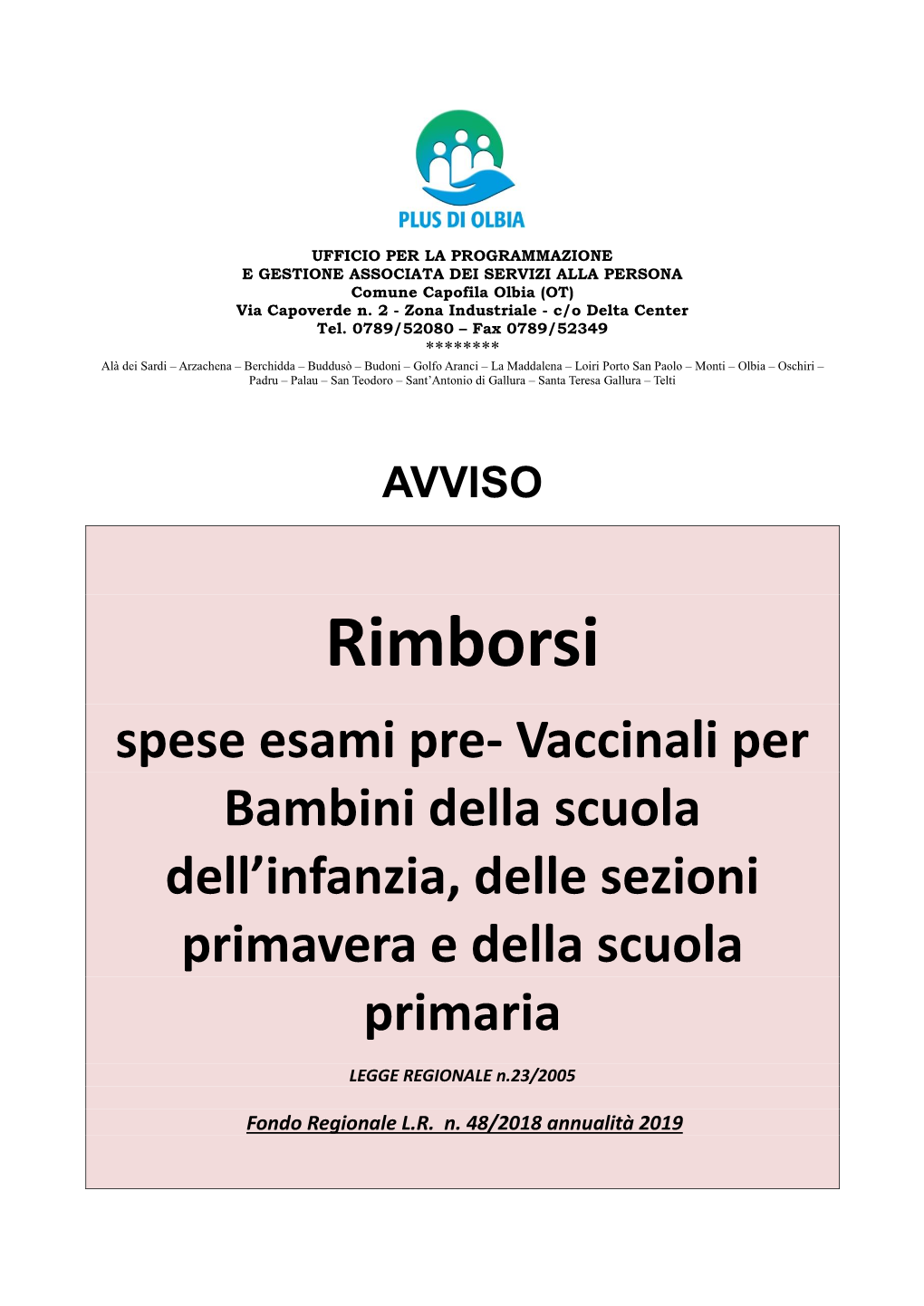 Avviso Esami Pre Vaccinali Dimensione