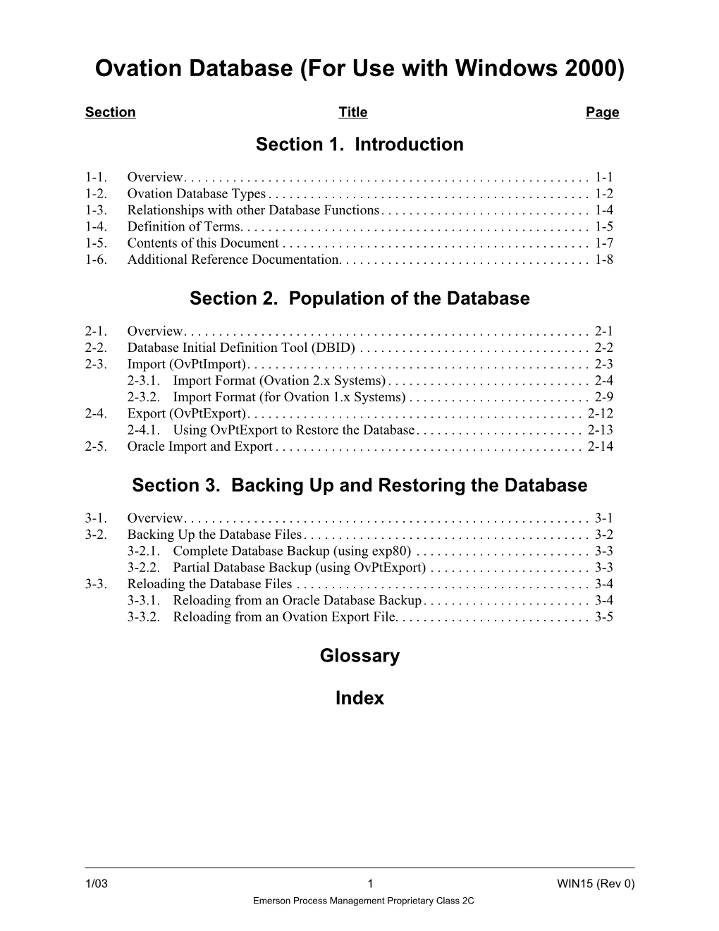 Ovation Database (For Use with Windows 2000)