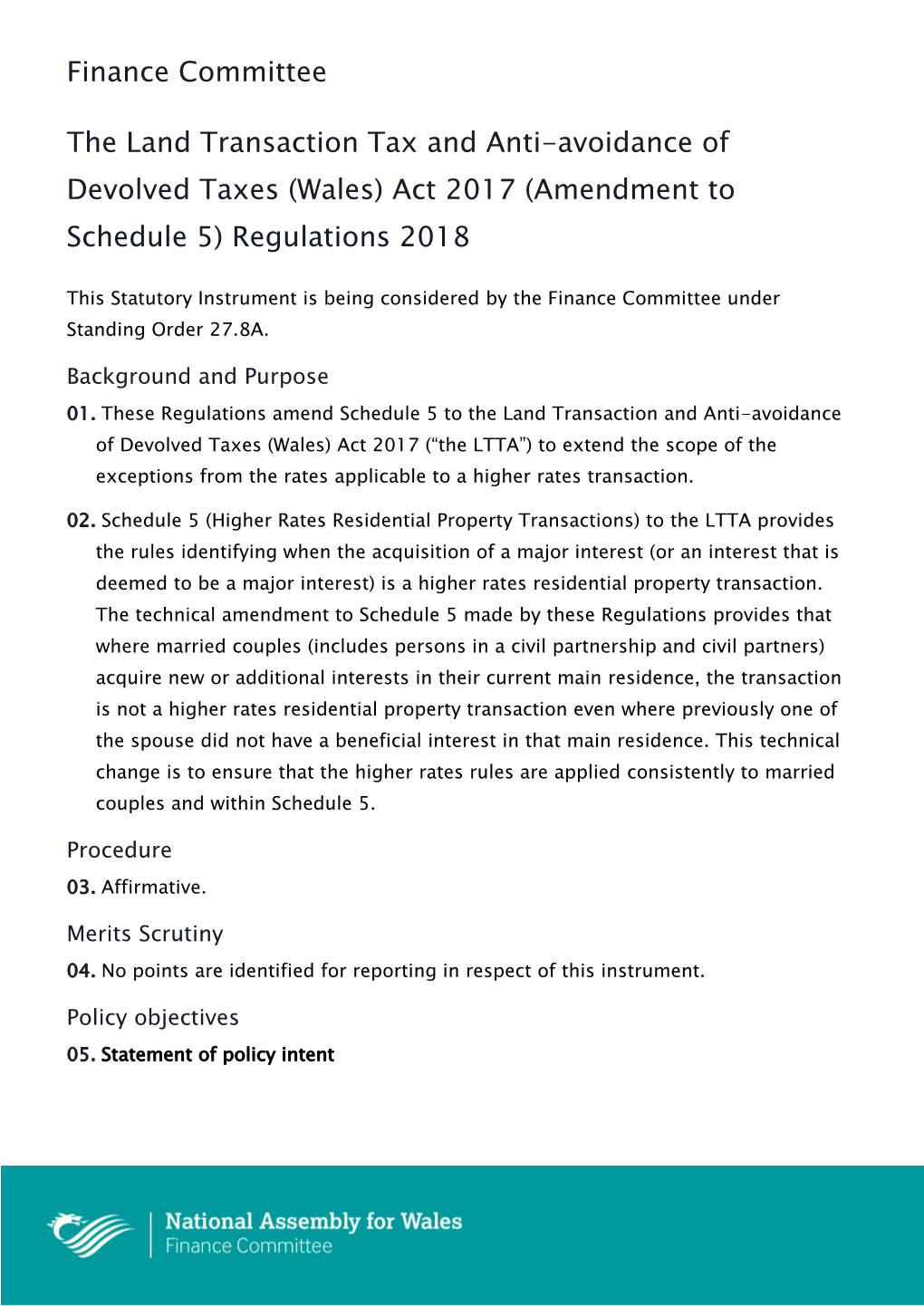 (Wales) Act 2017 (Amendment to Schedule 5) Regulations 2018