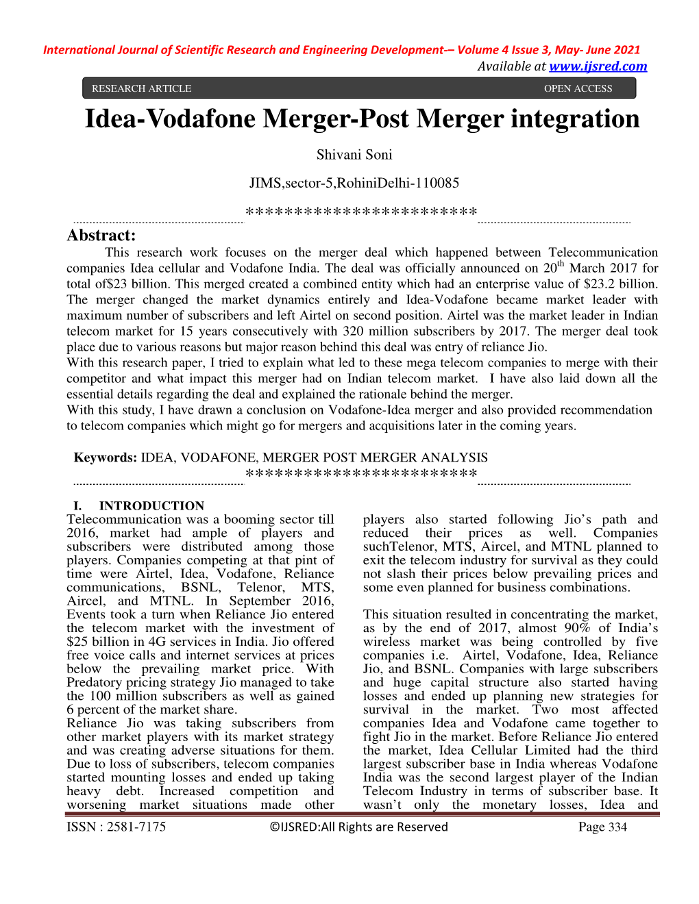 Idea-Vodafone Merger-Post Merger Integration