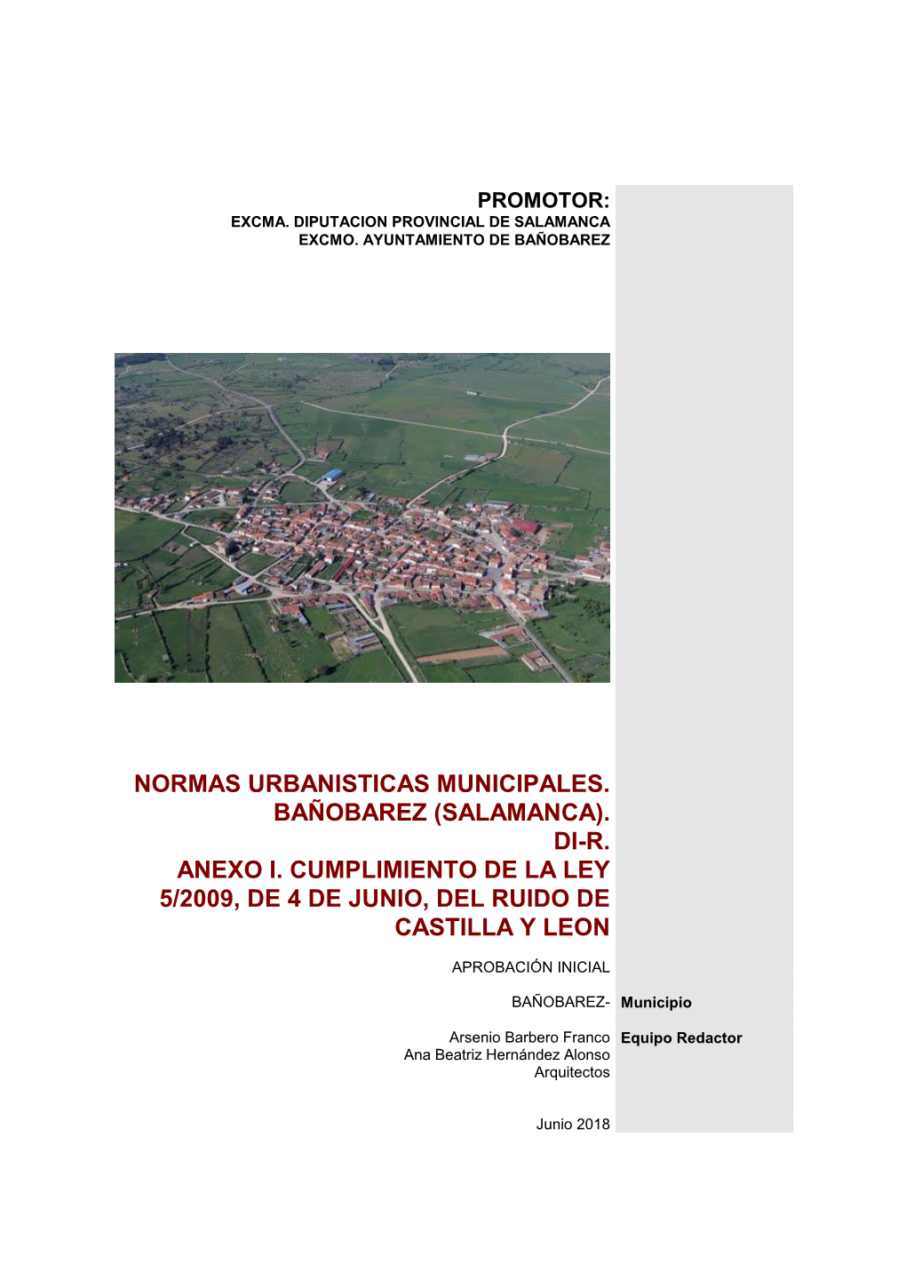 Normas Urbanisticas Municipales. Bañobarez (Salamanca). Di-R. Anexo I