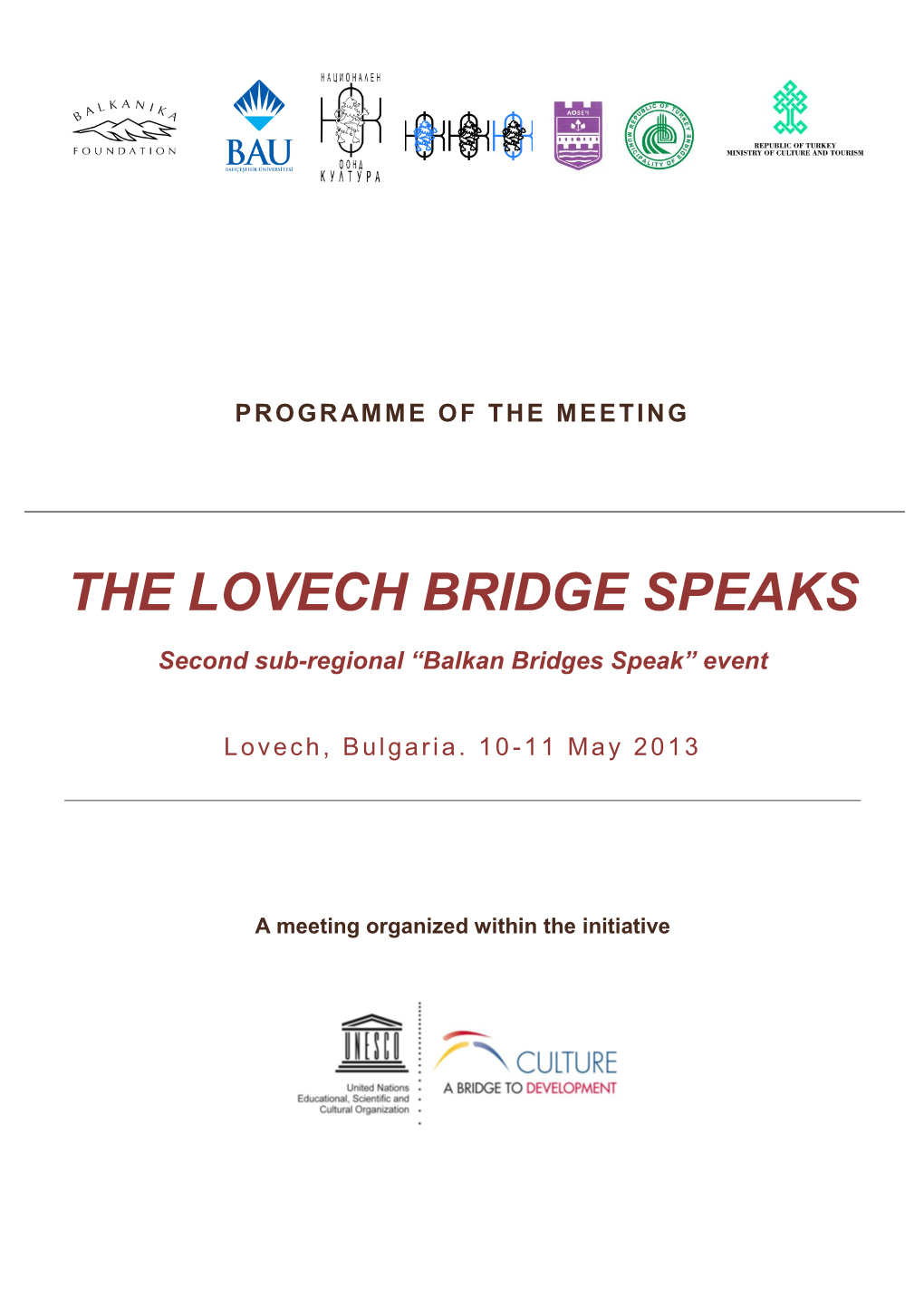 Balkan Bridges Speak: Agenda Lovech Meeting