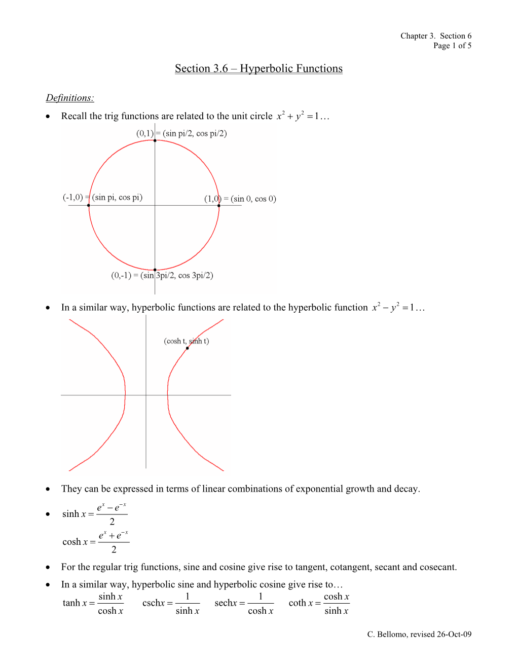 Hyperbolic Functions