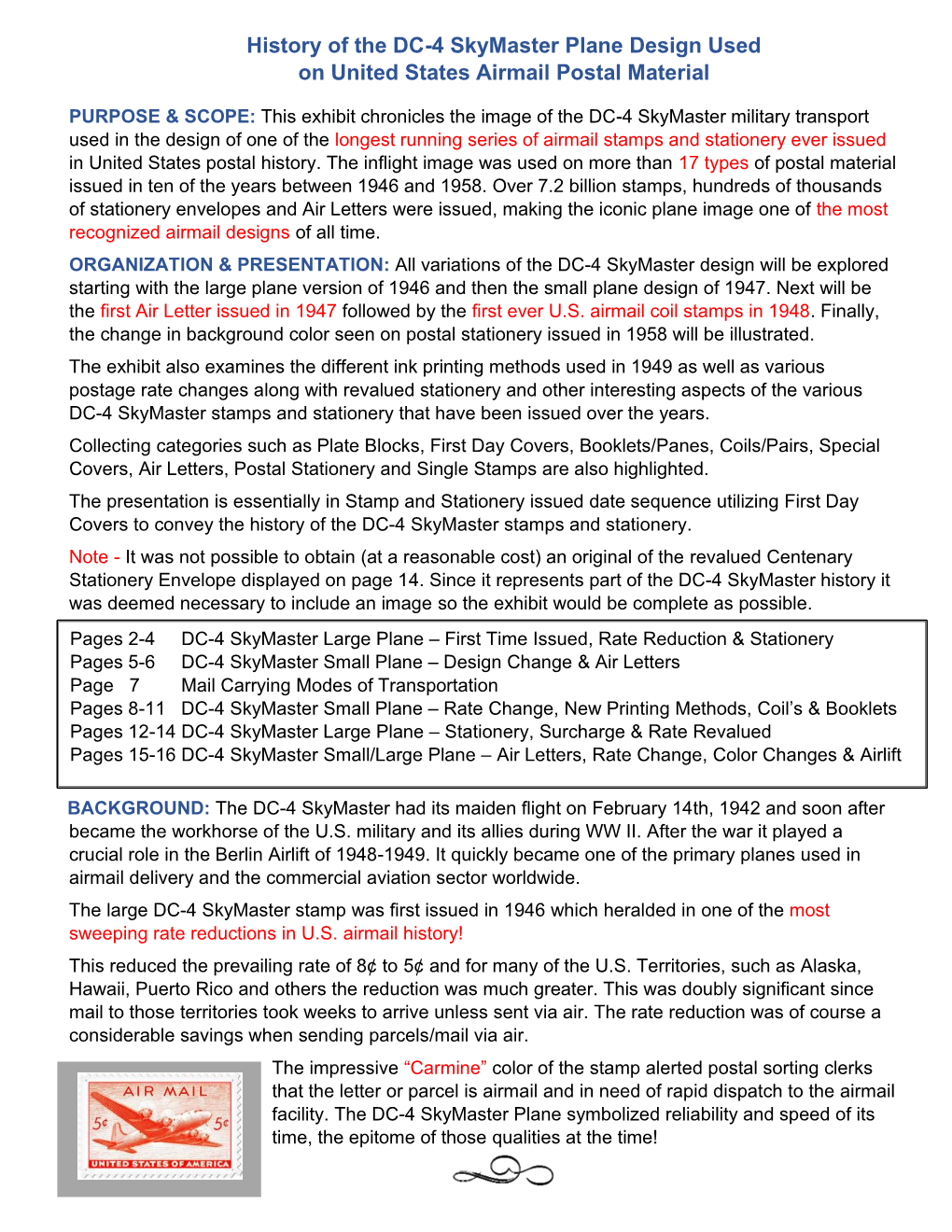 History of the DC-4 Skymaster Plane Design Used on United States Airmail Postal Material