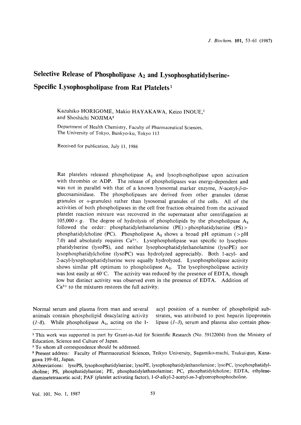 Selective Release of Phospholipase A2 and Lysophosphatidylserine