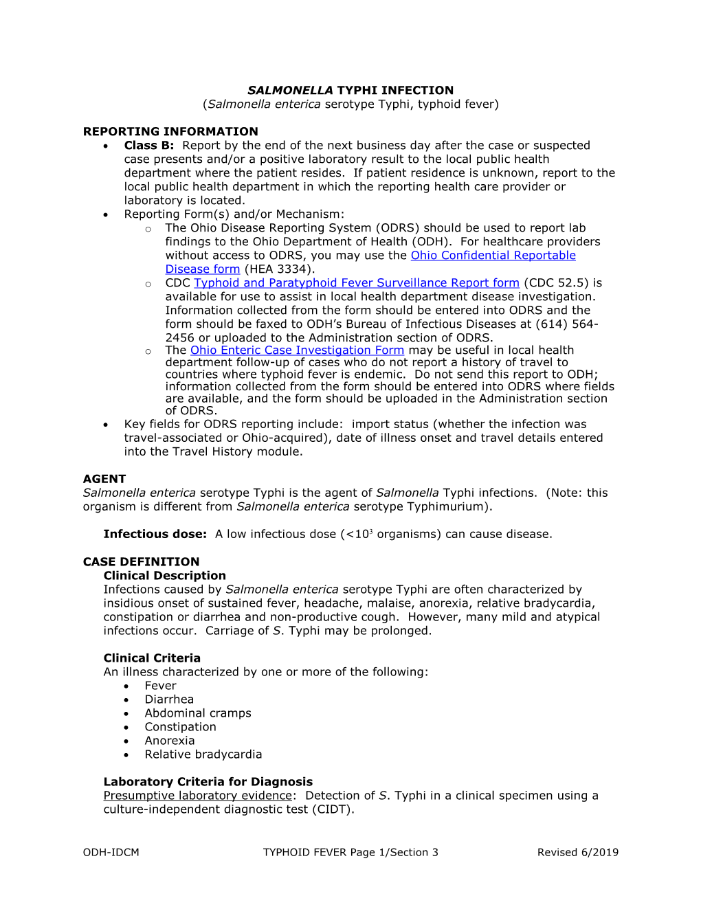 IDCM Section 3: Salmonella Typhi Infection