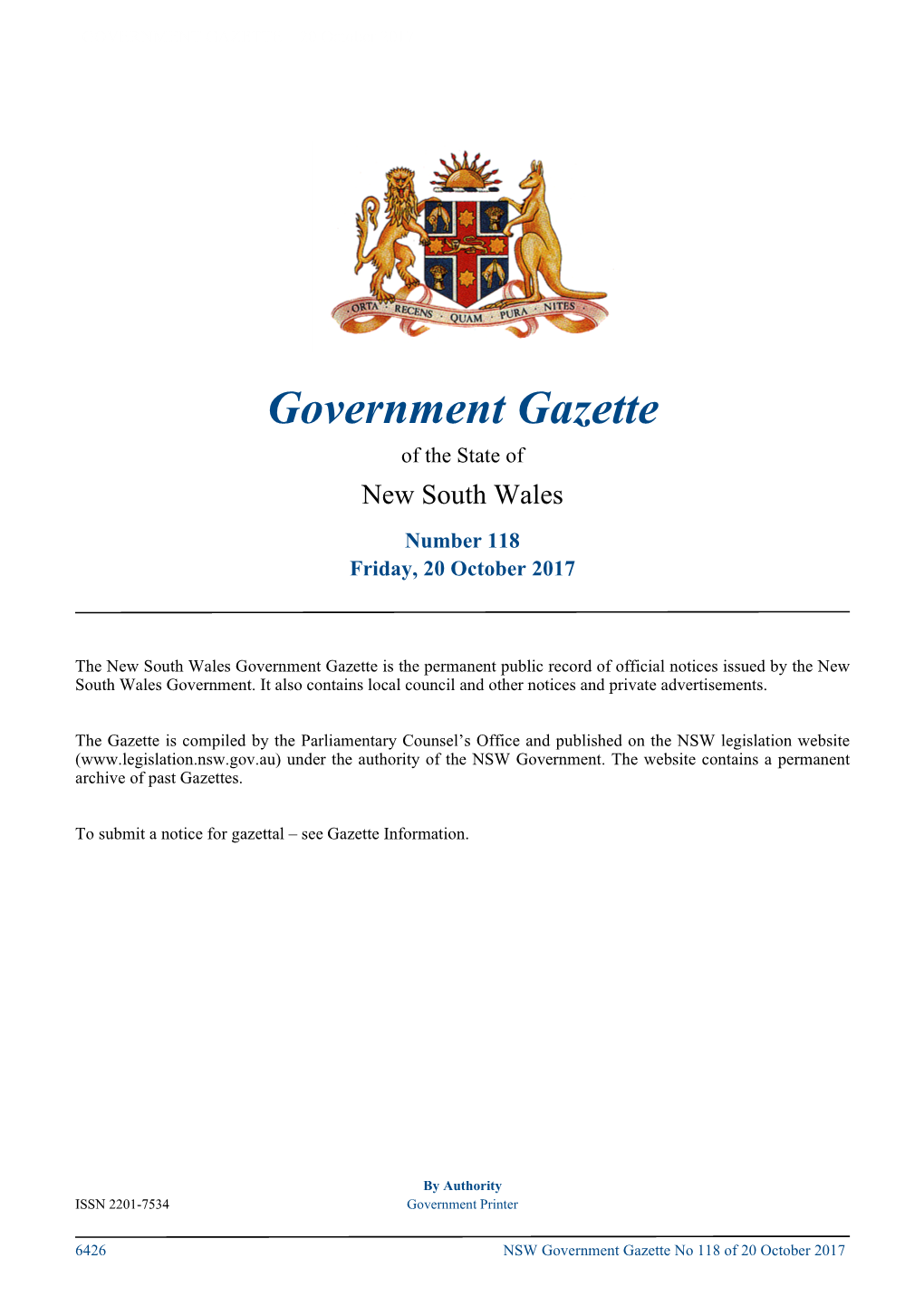 GOVERNMENT GAZETTE – 20 October 2017