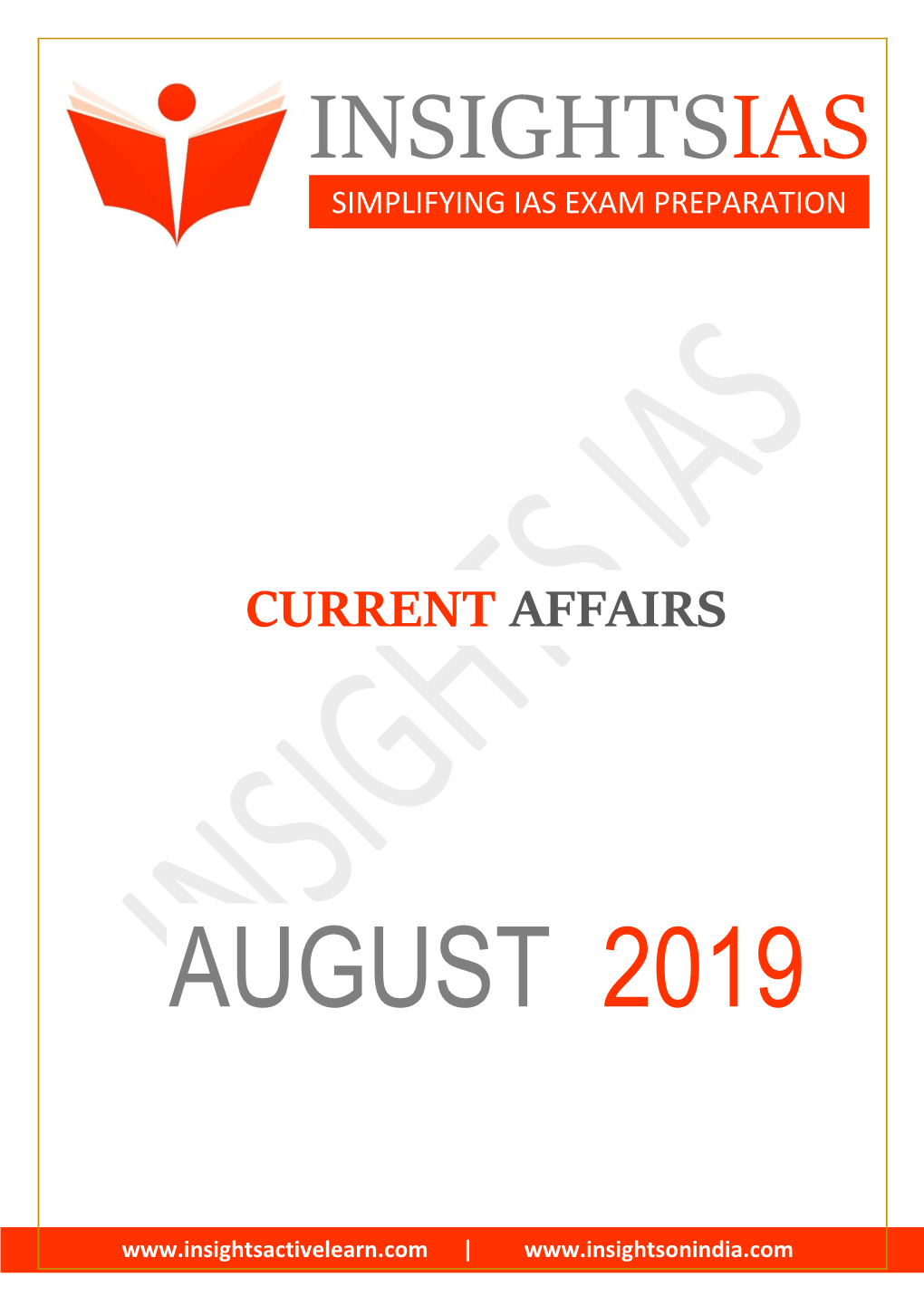 Insights August 2019 Current Affairs