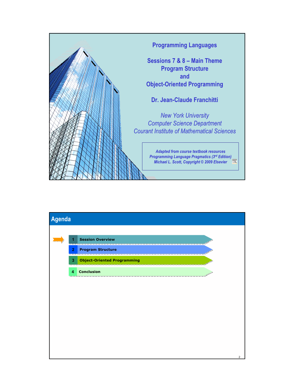 Program Structure and Object Oriented Programming