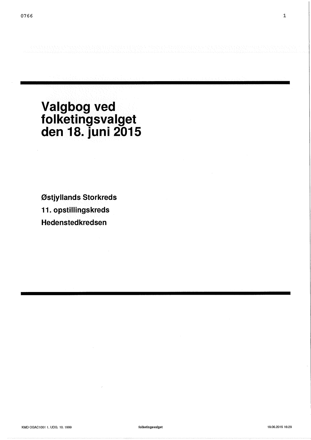 Valgbog Ved Folketingsvalget Den 18. Juni 2015