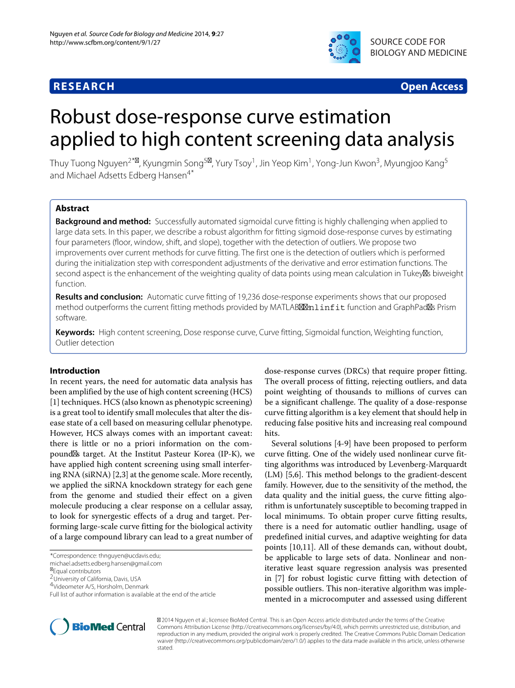 Robust Dose-Response Curve Estimation Applied to High Content