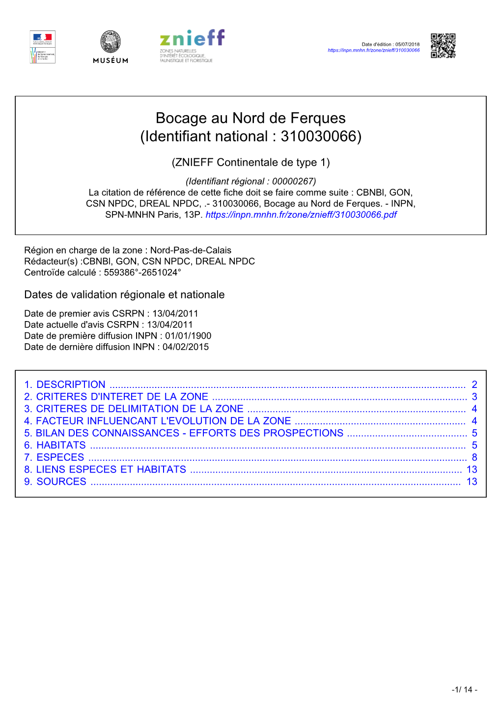 Bocage Au Nord De Ferques (Identifiant National : 310030066)