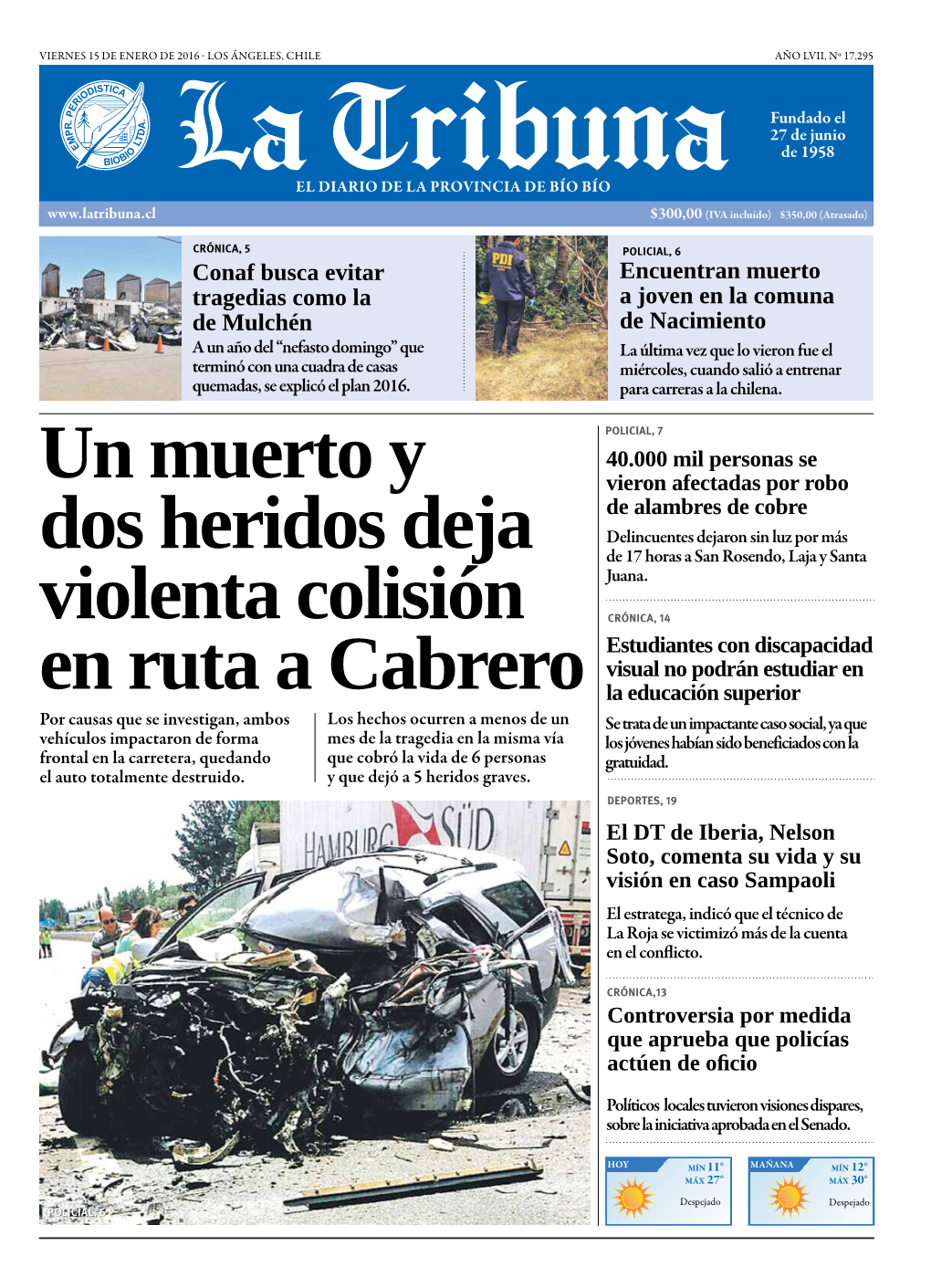 Un Muerto Y Dos Heridos Deja Violenta Colisión En Ruta a Cabrero